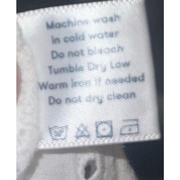 ROLLER RABBIT Demin WHITE EYELET TRIM V- Neck Sz S Baloon Sleeve Boho Bohemian - Picture 6 of 6